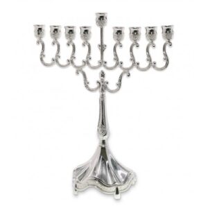 Classic Curved Chanukah Menorah for Candles, Silver - 8 Inches