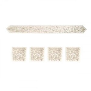 Yair Emanuel Atarah Plus 4 Corners for Tallit, Floral Design - Silver on White