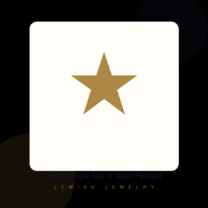 Sterling-Style Star of David Pendant shown in a premium ivory, deep navy, and antique gold Judaica product setting